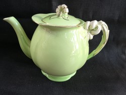 Gyönyörű vintage angol Royal Winton Tiger Lily zöld porcelán teáskanna