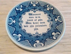 Holland Delft fali dísz tányér
