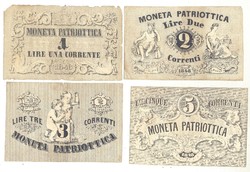  1,2,3,5 lira Moneta Patriottica 1848 Olaszország Velence
