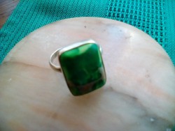 Zöld réz türkizes ezüst gyűrű