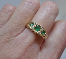 Szépséges antik smaragd gyémánt arany gyűrű