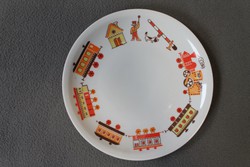 Alföldi porcelán retro vonatos gyermek tányér 