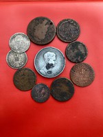 10 db-os Habsburg lot gyengébb tartásban, ezüst érmék is