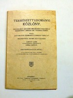 1916  /  TERMÉSZETTUDOMÁNYI KÖZLÖNY  /  RÉGI EREDETI ÚJSÁG Ssz.: 851