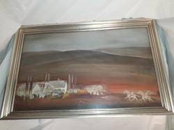 Mihály Cs. Pataj - on a hilltop - oil/wooden painting