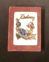 Zsolnay minikönyv porcelén előlappal