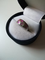 Pink opálköves ezüst gyűrű 