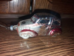Ritka Antik Üveg Karácsonyfadísz Kis Autó