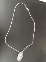 Izraeli ezüst nyaklánc, nyakék római üveggel 