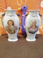 19597H Antik szecessziós porcelán porté váza pár