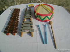 Régi játék hangszer - három darab - fellelt állapotban