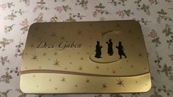 Partly embossed, very nice metal box with The Three Kings. Large, rare, in perfect condition.