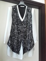 Black and white is eternal fashion! Two-in-one braided vest and blouse