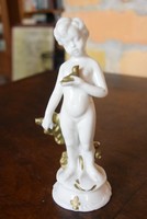 Porcelán angyal arany galambokkal hibátlan bájos német porcelán