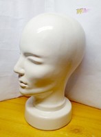 Natúr mázas kerámia ArtDeco parókatartó fej, dekorációnak, gyűjteménybe