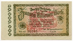 Németország Reichsbahn szükségpénz 20 millió német Márka, 1923, UNC