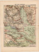 Német telepek, koloniák térkép 1892, eredeti, régi, Meyers atlasz, német nyelvű, gyarmat, Afrika