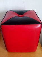 Ritka,retro,vintage,piros-fekete kocka alakú puff