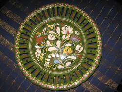 Csipkés kerámia tál, tányér, zöld 30x 5cm (31)