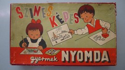 Retro "Színes Képes Gyermek Nyomda" játék, 60-as évek