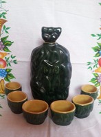 Ceramic brandy set (green owl)