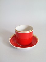 Hollóházi,piros,aranyozott,art deco kávéscsésze II.
