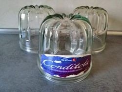 3 db hőálló üveg sütőforma, pudingforma
