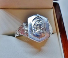 Szépséges antik címeres ezüst gyűrű 