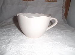 Kaspó - nagy  csésze alakú - kerámia - Német - törtfehér - hibátlan 18 x 11 cm