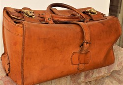 Retró loft ,tiszta bőr utazó táska 50-es évek remek állapotú 50x27x21cm