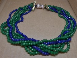 Különleges egyedi smaragd zafír nyaklánc 6 soros