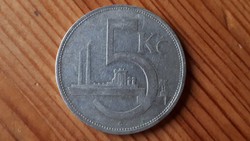 Csehszlovákia ritkább ezüst 5 korona 1930.