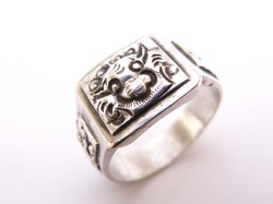 Ázsiai,mitológiai sárkányos ezüst pecsétgyűrű