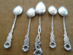 5 db antik mokkás kanál ezüst vagy ezüstözött igényesen megmunkált darabok