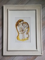 Macskássy Izolda: István és Gizella nagyméretű selyemkép  65x50 cm