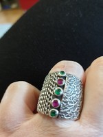 925-s ezüst gyűrű rubin,smaragd