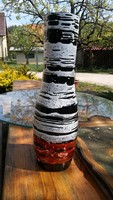 Nagy (36cm) retro szép fekete-fehér naracs színű (nyírfa törzshöz hasonló mintás) váza