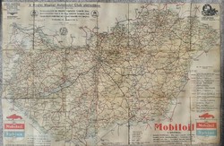 A Királyi Magyar Automobil Club utjelentése vászonra kasírozott térkép1:700000 lépték mérete:75x49cm