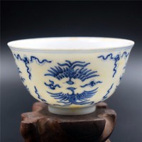 Régi kínai chenghua jelzett kézzel festett kék fehér finom porcelán csésze, kupa - Kína