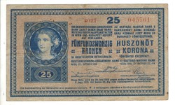25 korona 1918 sima hátlap 1.