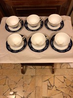 Zsolnay Pompadúr II -es gyönyörű 6 db teáscsésze a hozzávaló aljakkal