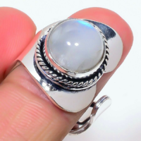 925-s ezüst természetes Holdköves gyűrű