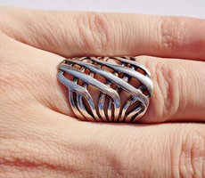 25 mm. széles rácsos ezüst gyűrű