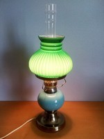 Gyönyörű,retro,vintage zöld,gerezdes búrás asztali lámpa