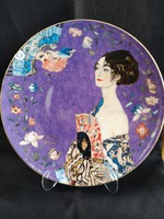 Gyönyörű, hatalmas Gustav Klimt: "Hölgy legyezővel" limitált porcelán falitányér Goebel, hibátlan