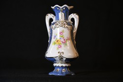 Royal Dux barokk váza - kézzel aranyozott, virágmintás kisváza
