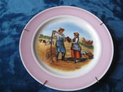 Haviland, beautiful, / French / majolica wall plate, rural idyll at harvest time, signed!