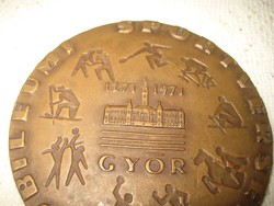 Győr jubilee sports tournament 1271 -1971 commemorative plaque 8 x 05 cm, with Renner signature