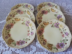 Set of Zsolnay butterfly patterned cake plate