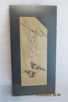 Japán selyemfestmény: Galambok, virágzó meggyfa alatt